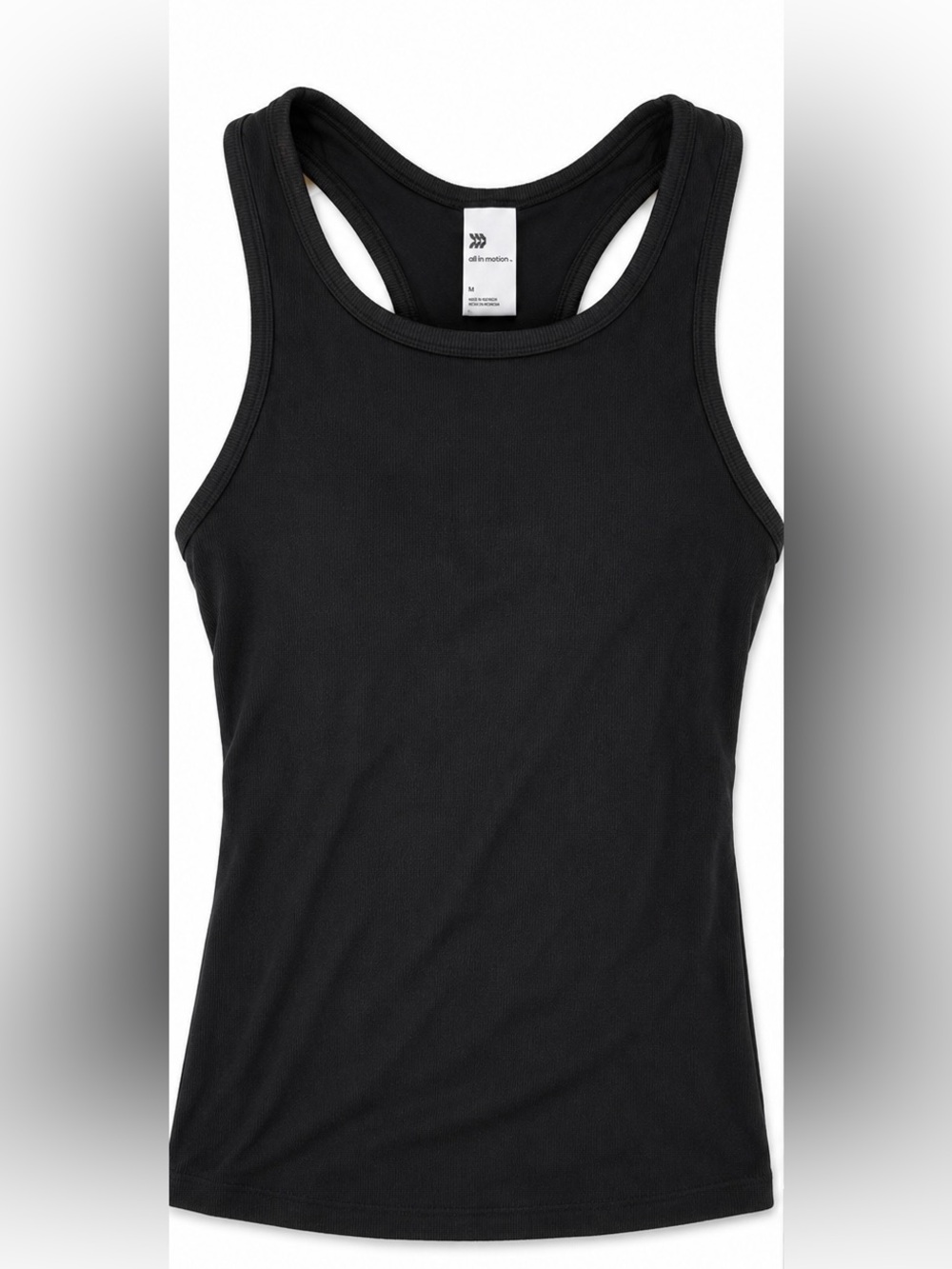 All in Motion Black Ribbed Racerback‎ Tank Top with Built-In Shelf Bra